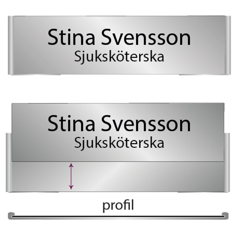 Drop -flyttbar namnskylt med titel.
