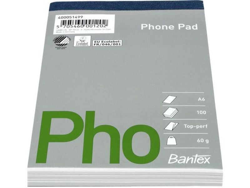 Telefonblock BANTEX A6 100 blad olinj