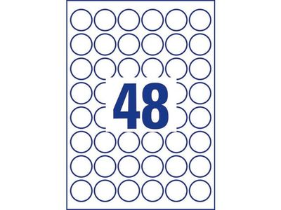 Etikett AVERY papper Ø30mm vit 480/fp