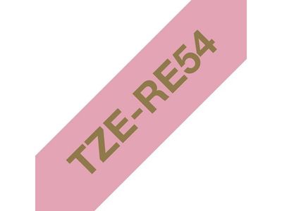 Tape BROTHER TZERE54 24mm guld på rosa