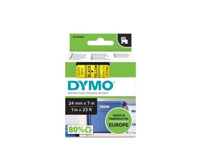 Tape DYMO D1 24mm svart på gul