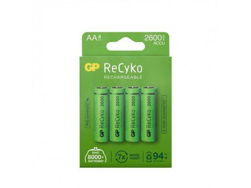 Batteri Laddbar GP Recyko 2600 AA 4/fp