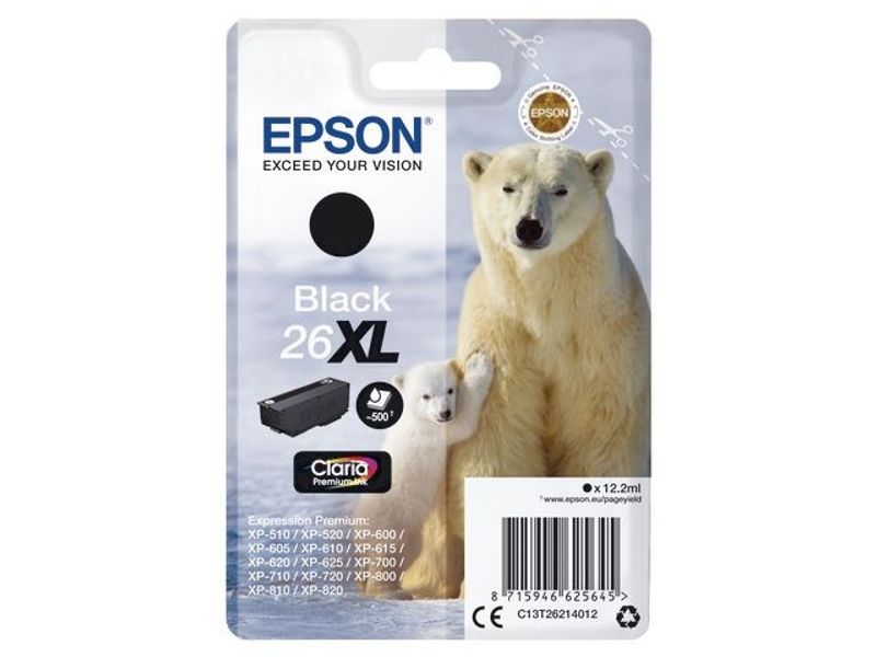 Bläckpatron EPSON C13T26214012 svart