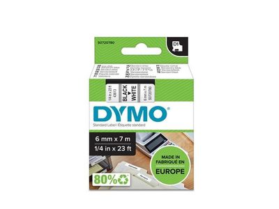 Tape DYMO D1 6mm svart på vit