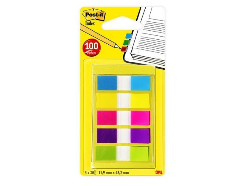 Index POST-IT 11,9x43,1 5-färg 100/fp