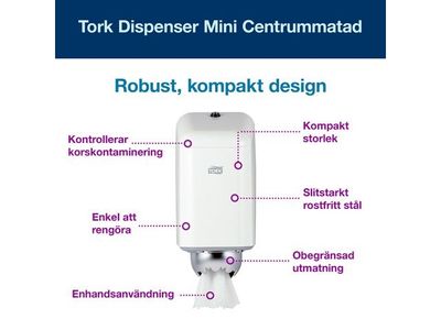 Dispenser TORK torkrulle Mini vit