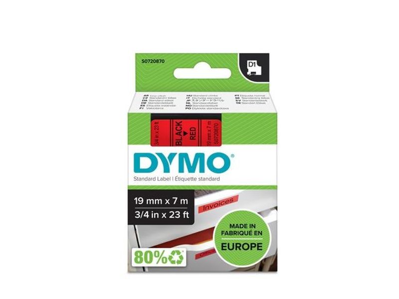 Tape DYMO D1 19mm svart på röd