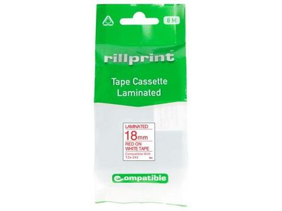 Tape 18mm TZe-242 röd på vit