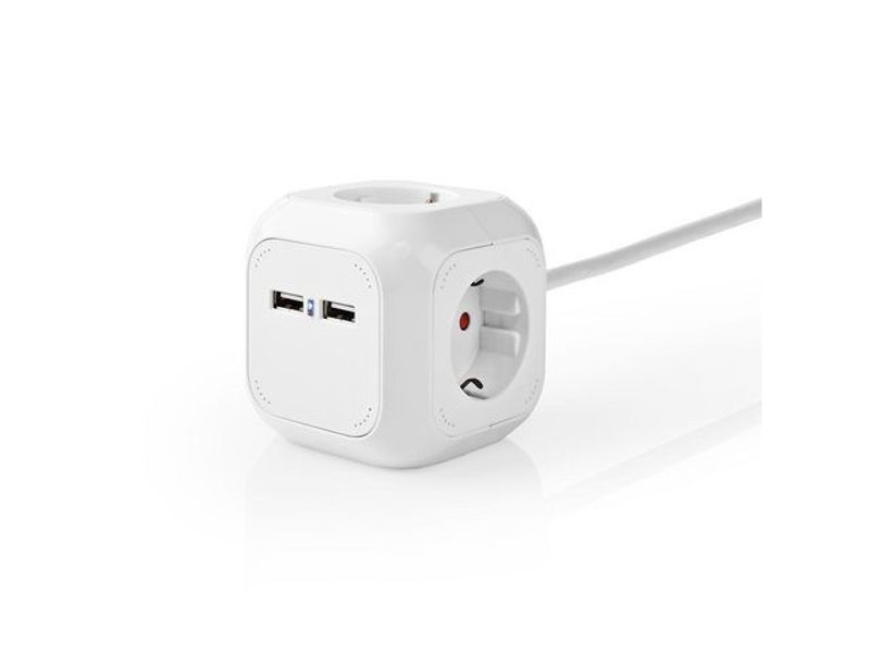 Grenuttag NEDIS jordad 4-väg + 2 USB