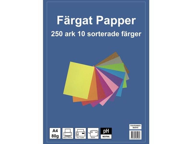 Kop.ppr A4, 80g 10 färger 250/fp