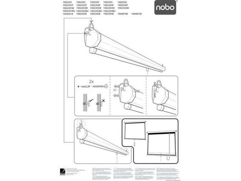 Projektionsduk NOBO vägg/tak 240x181 cm