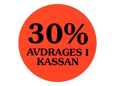 Etikett 30% avdrages i kassan 2000/RL