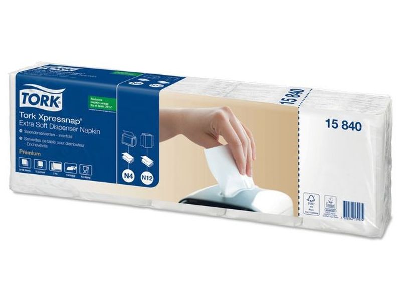 Servett TORK Pre N4 2-lag vit 500/fp