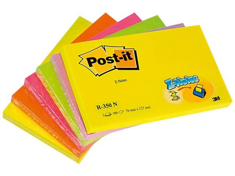 Notes POST-IT Z-block 76x127mm neon 6/fp