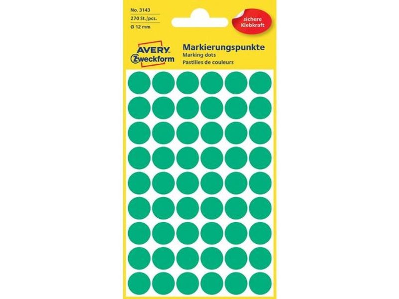 Färgkodningsprick AVERY Ø12mm grön270/fp