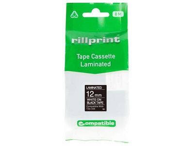 Tape 12mm TZe-335 vit på svart