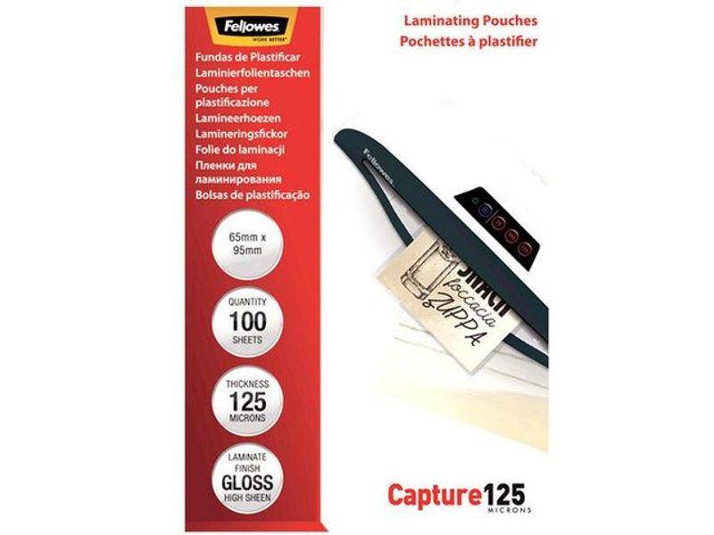 Laminat FELLOWES 64x95mm 125mic 100/fp