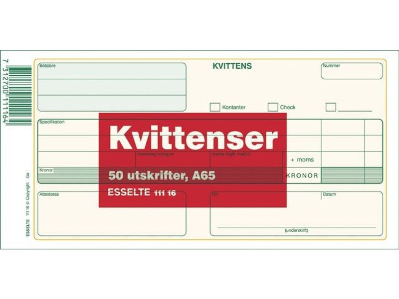 Blankett kvittens A65 50 blad