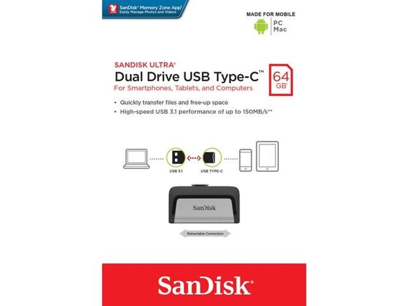 USB-Minne SANDISK Ultra Dual USB 64GB