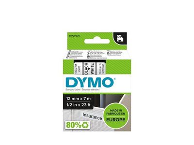 Tape DYMO D1 12mm svart på vit