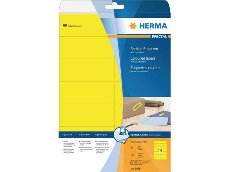 Etikett HERMA 105x42,3mm gul 280/fp