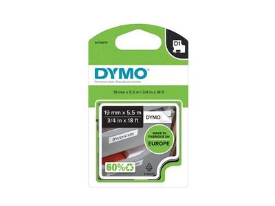 Tape DYMO D1 19mm perm. svart på vit