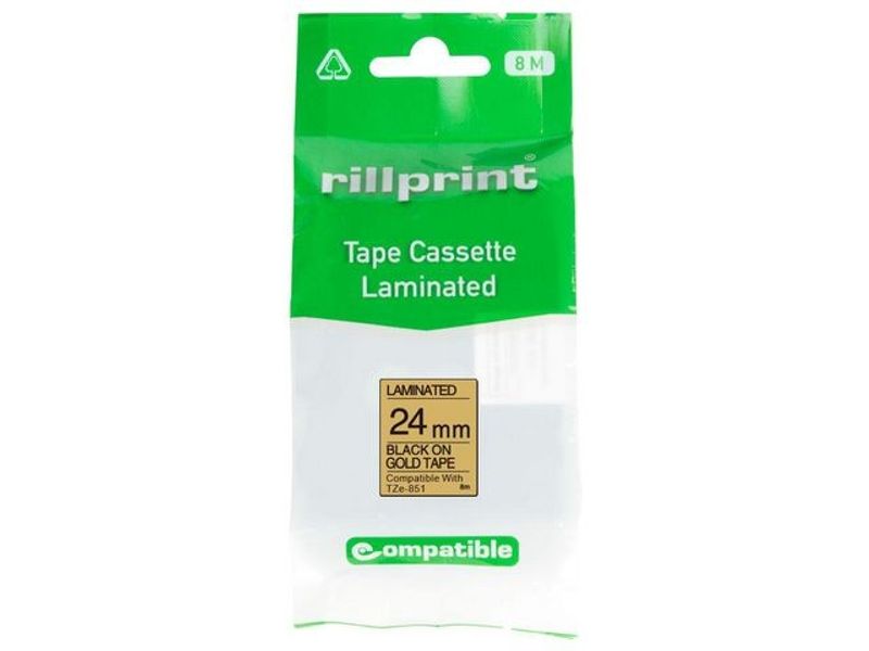 Tape 24mm TZe-851 svart på guld