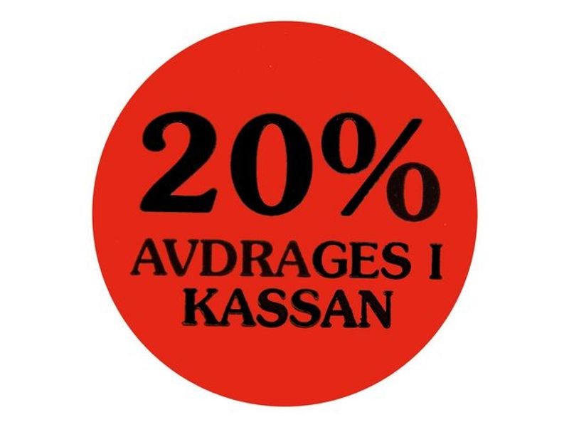 Etikett 20% avdrages i kassan 2000/RL