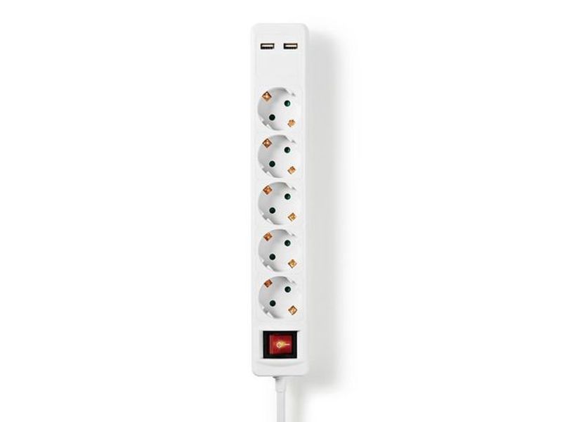 Grenuttag NEDIS jordad 5-väg + 2 USB