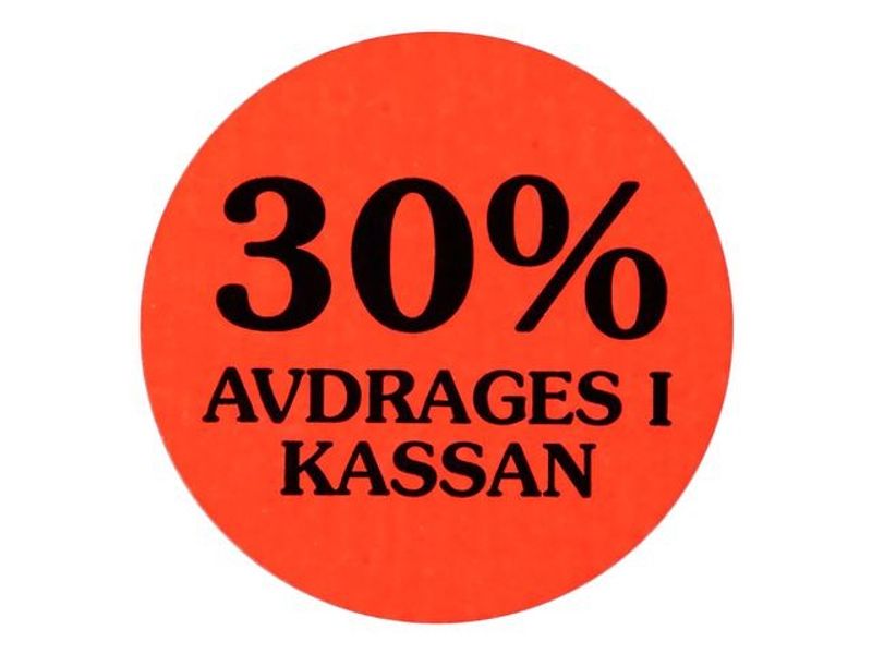 Etikett 30% avdrages i kassan 2000/RL