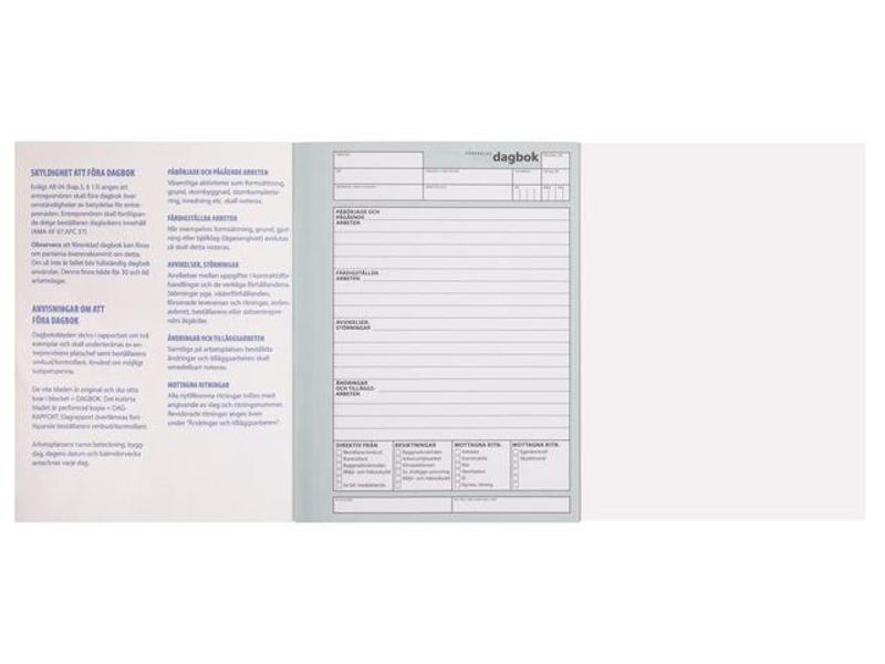 Dagboken för bygg förenklad A5 30 dagar