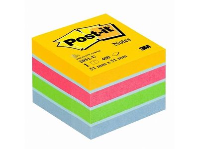 Notes POST-IT kub 76x76mm sort. färger