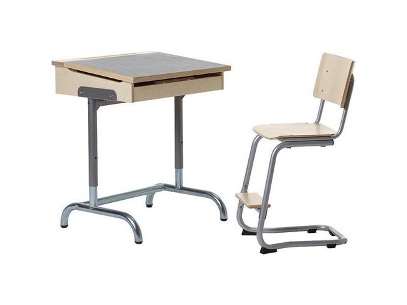 Skolbänk FOKUS höjd 75-85cm ljusgrå