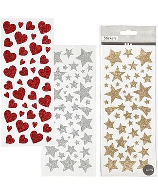 Glitterstickers hjärtan stjärnor 556/fp