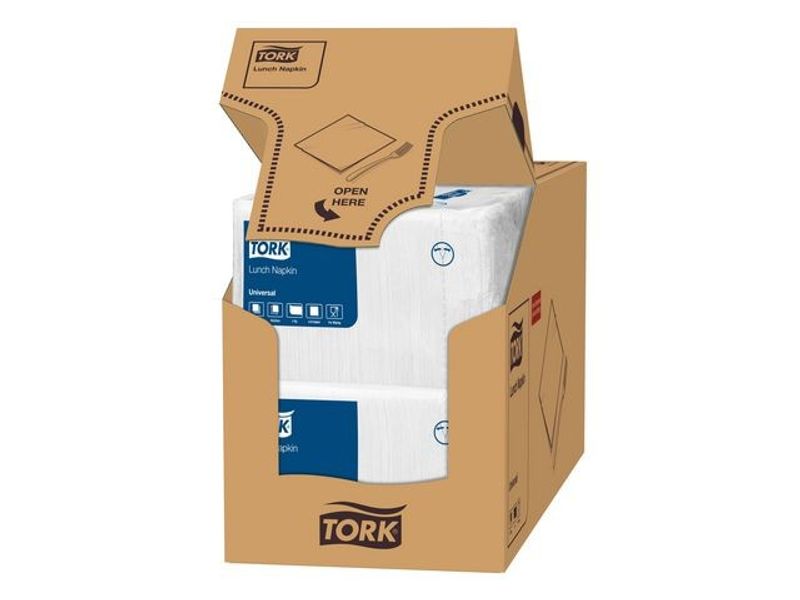 Servett TORK 1/4-vikt 1-lag vit 500/fp