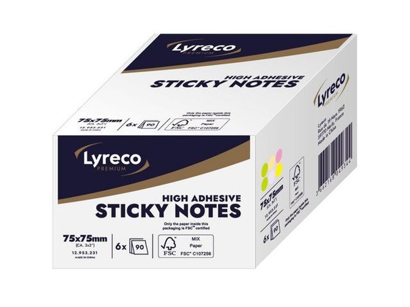 Notes LYRECO prem 75x75mm spring 6/fp