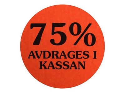 Etikett 75% avdrages i kassan 2000/RL