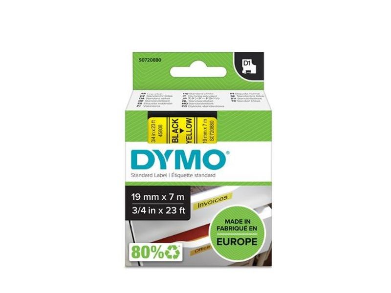 Tape DYMO D1 19mm svart på gul