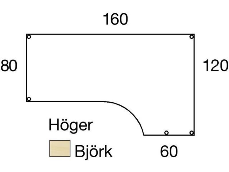 Bord frist h 1,6x1,2x0,8x0,6m björkl/sv