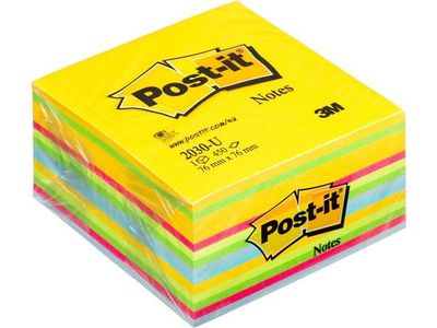 Notes POST-IT kub 76x76mm sort. färger