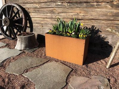 L-kruka med botten corten 30x60x40cm