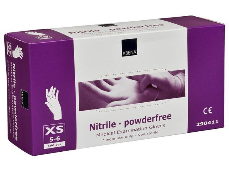 Nitrilhandske puderfri vit XS 150/fp