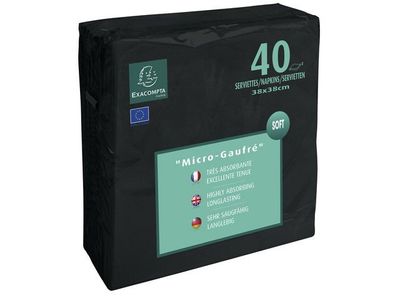 Servett 2-lags EXACO 38x38cm svart 40/fp