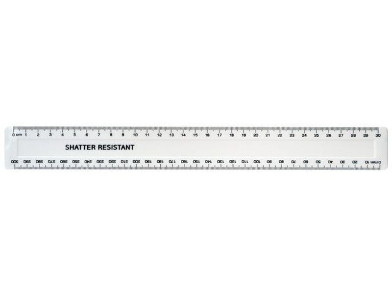Linjal 30cm splitterfri vit 100/fp