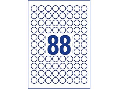 Etikett AVERY papper Ø20mm vit 880/fp