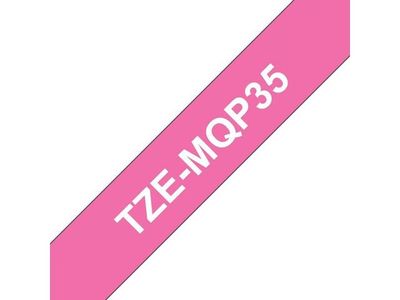 Tape BROTHER TZEMQP35 12mm Vit på Rosa