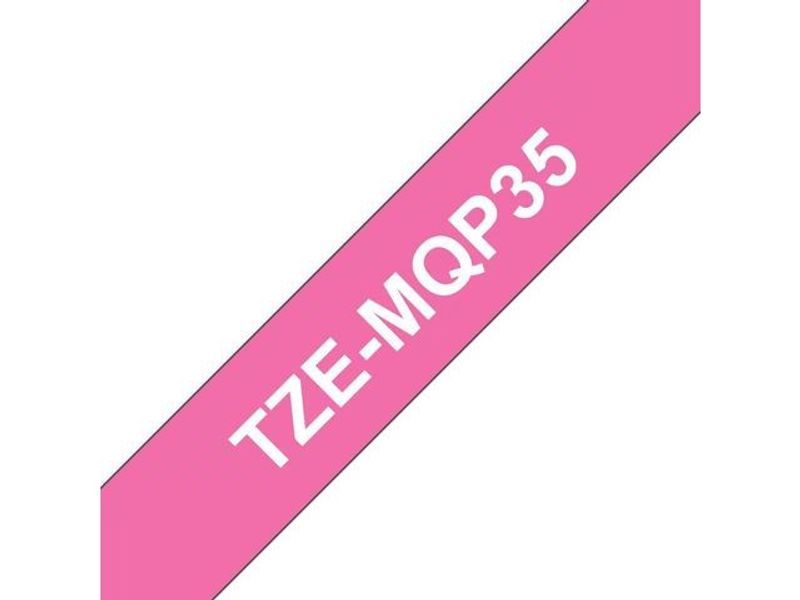 Tape BROTHER TZEMQP35 12mm Vit på Rosa