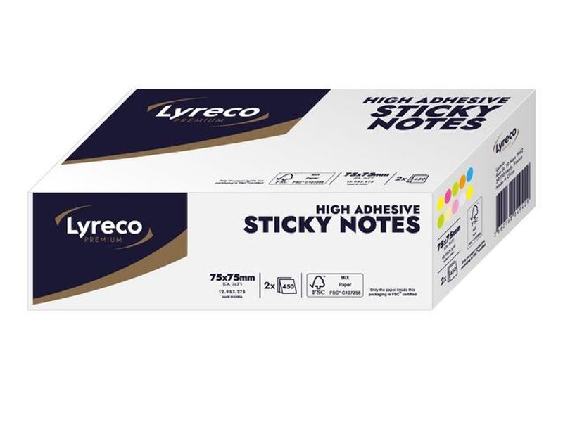 Notes LYRECO kub prem 76x76 färger 2/fp