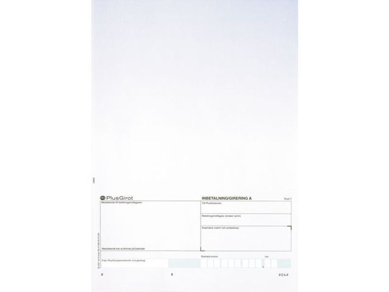 Standardblankett talong Plusgiro 250/fp
