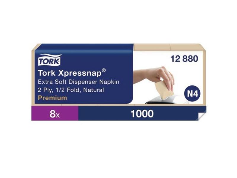 Servett TORK Pre N4 2-lag natur 1000/fp